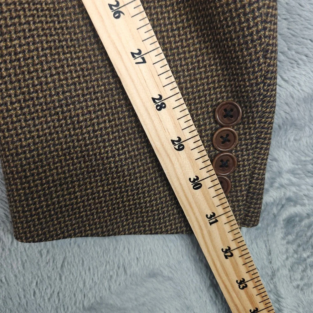 Canali Blazer Mens 44 Brown Micro Check Two Button Wool Sport Coat Italy